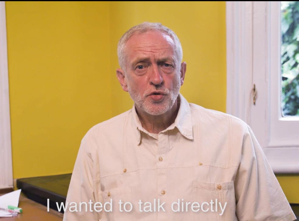 Jeremy Corbyn speaking to Labour Party members in a video today