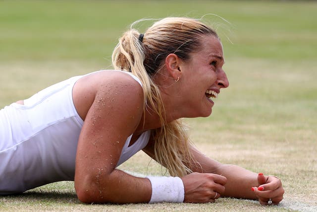 Dominika Cibulkova finally wins her match against Agnieszka Radwanska 