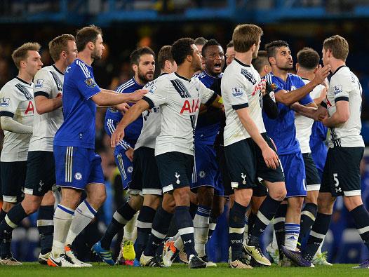 Chelsea and Tottenham players clashed repeatedly at Stamford Bridge in May (Getty)