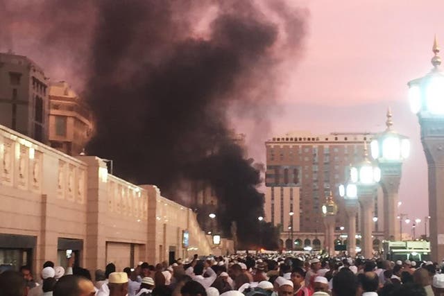 The explosion near the mosque in Medina sent smoke pouring into the sky