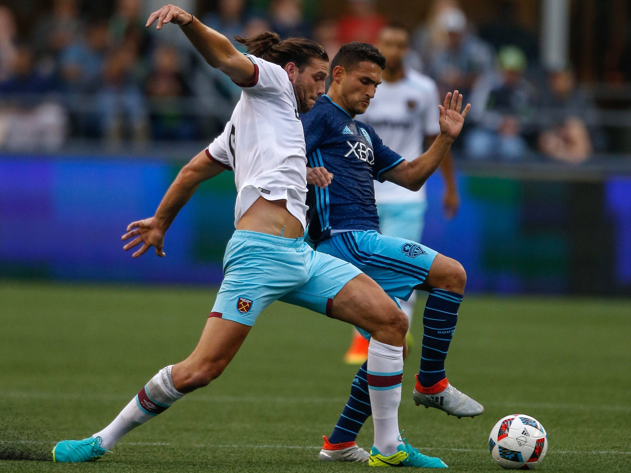 Andy Carrolll started for West Ham in the 3-0 loss to Seattle Sounders