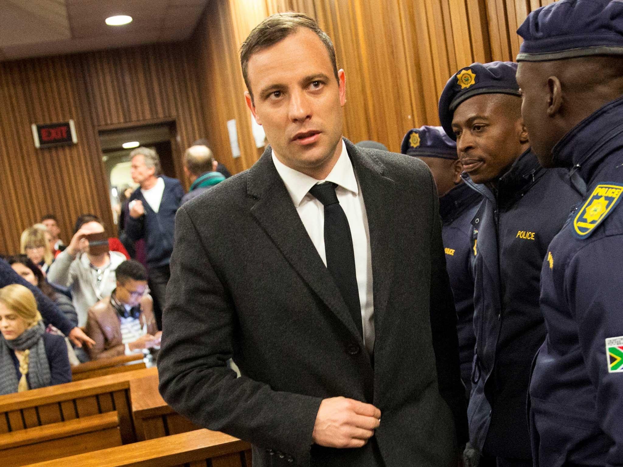 Oscar Pistorius arrives for sentencing at the North Gauteng High Court in Pretoria