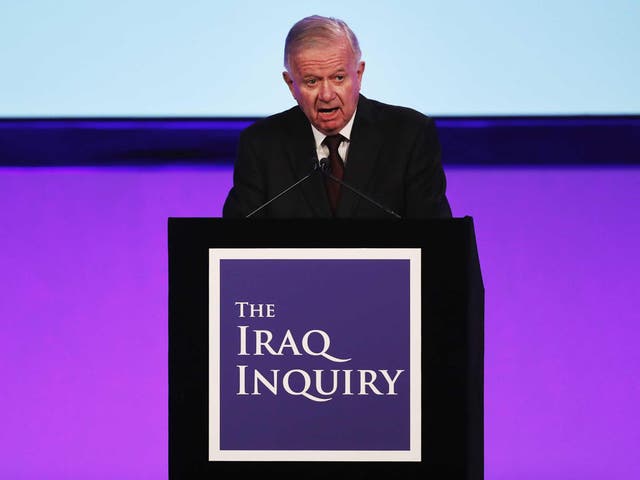 Sir John Chilcot presents the Iraq Inquiry Report at the Queen Elizabeth II Centre in Westminster in London