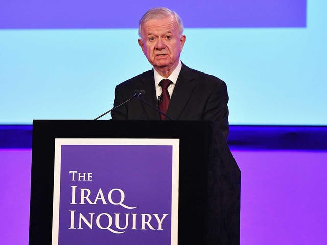 Sir John Chilcot presents The Iraq Inquiry Report at the Queen Elizabeth II Centre in Westminster