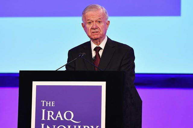 Sir John Chilcot presents The Iraq Inquiry Report at the Queen Elizabeth II Centre in Westminster