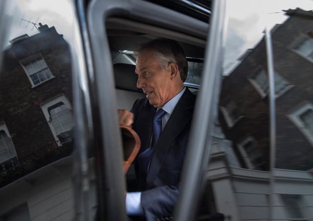 Tony Blair leaves his Grosvenor Square offices on July 5, 2016 in London, England.