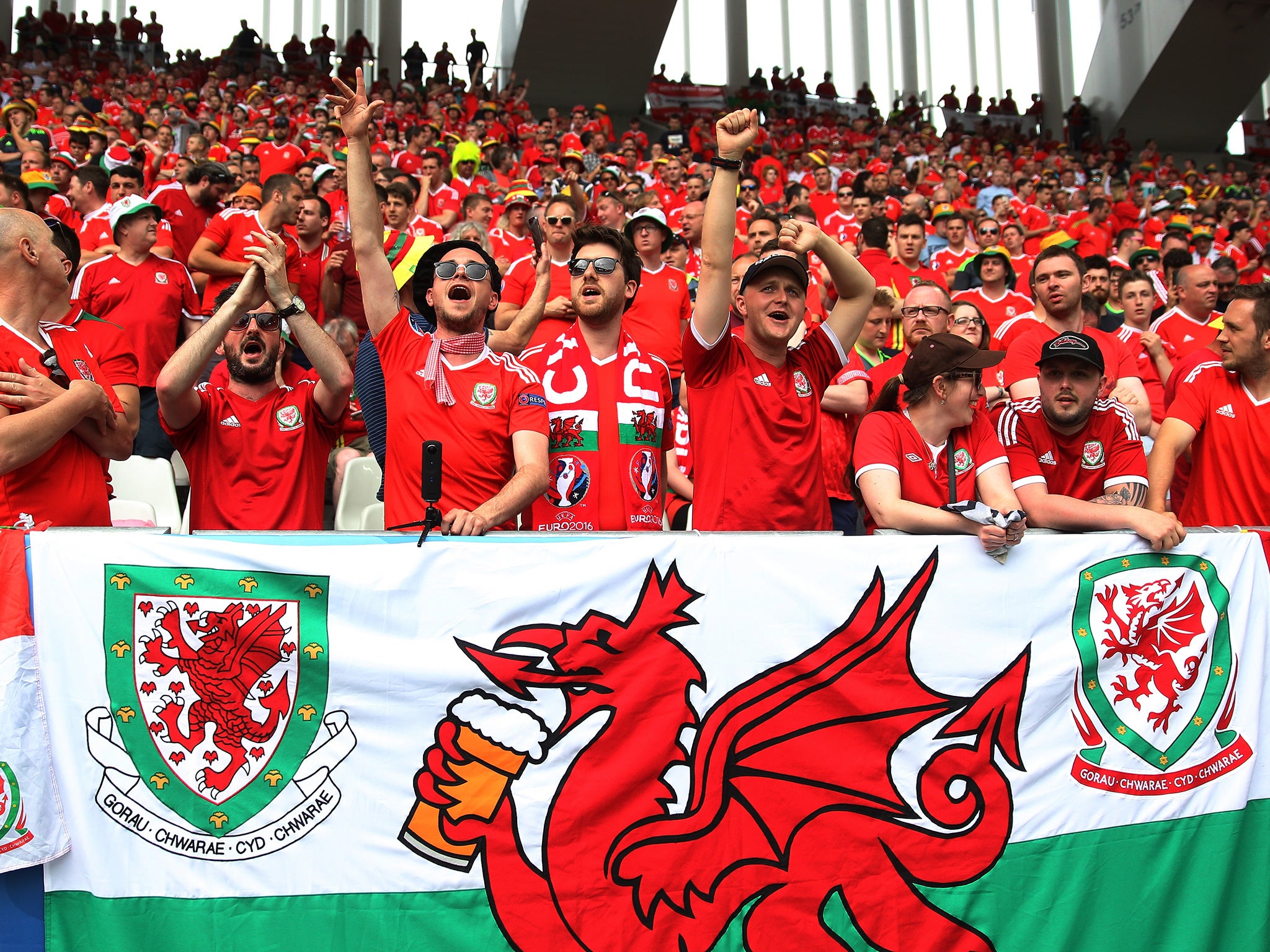 Wales fans in full voice against Slovakia earlier in the tournament