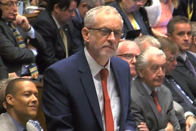 Jeremy Corbyn speaks during Prime Minister's Questions in the House of Commons