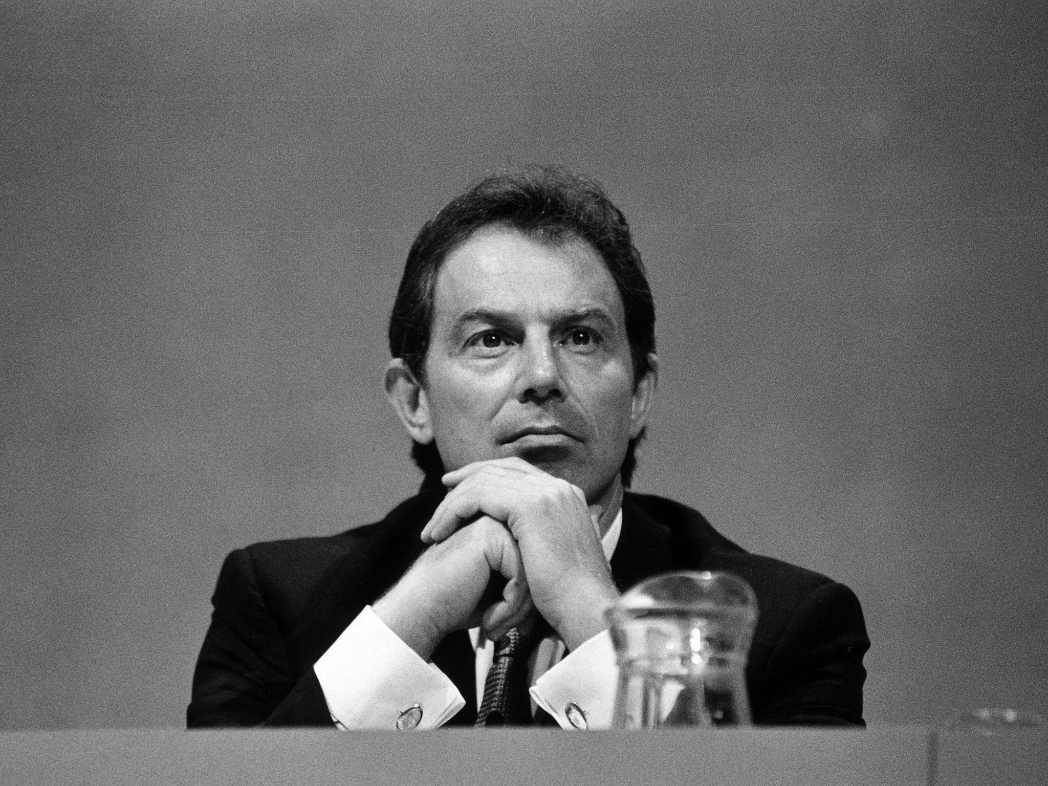 Tony Blair at a Labour party conference in Brighton in 1997