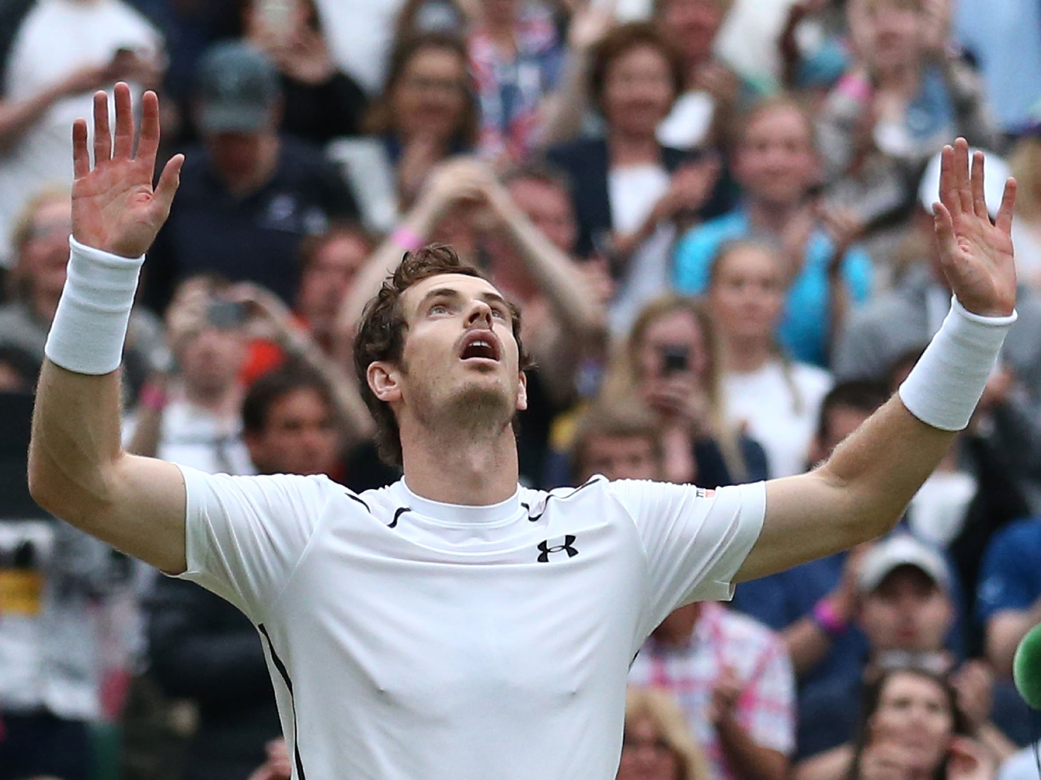 Murray celebrates his victory at the end of the match