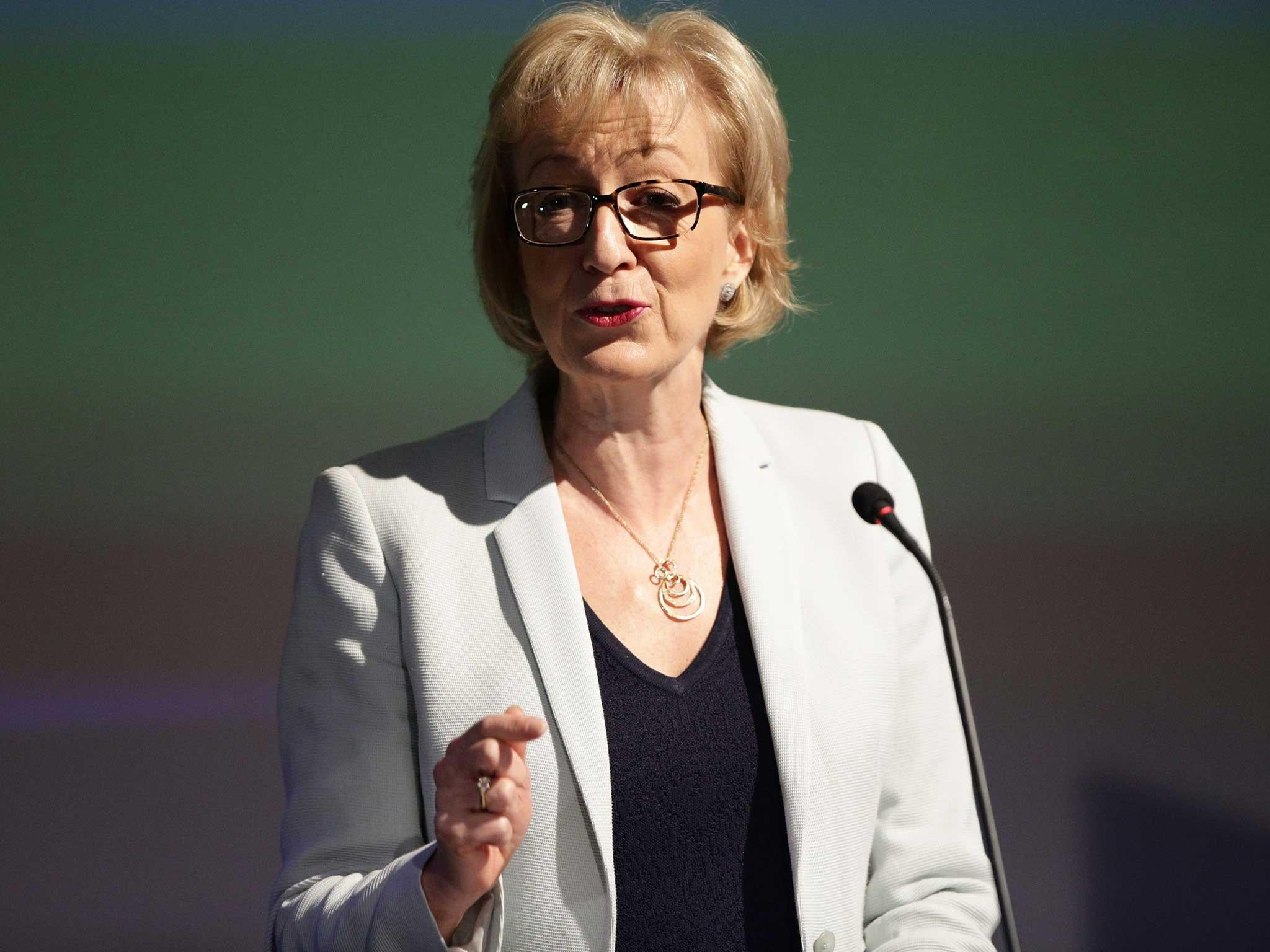 Conservative leadership contender Andrea Leadsom gives a speech on the economy at Millbank Tower