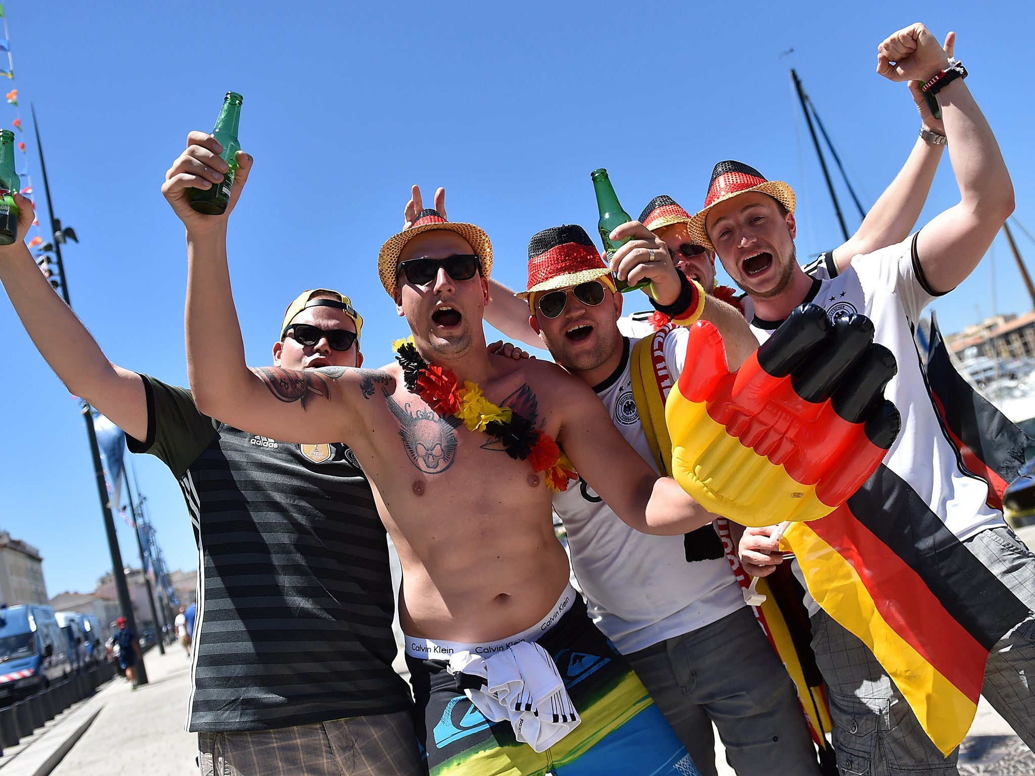 German fans in high spirits on the streets of Marseille