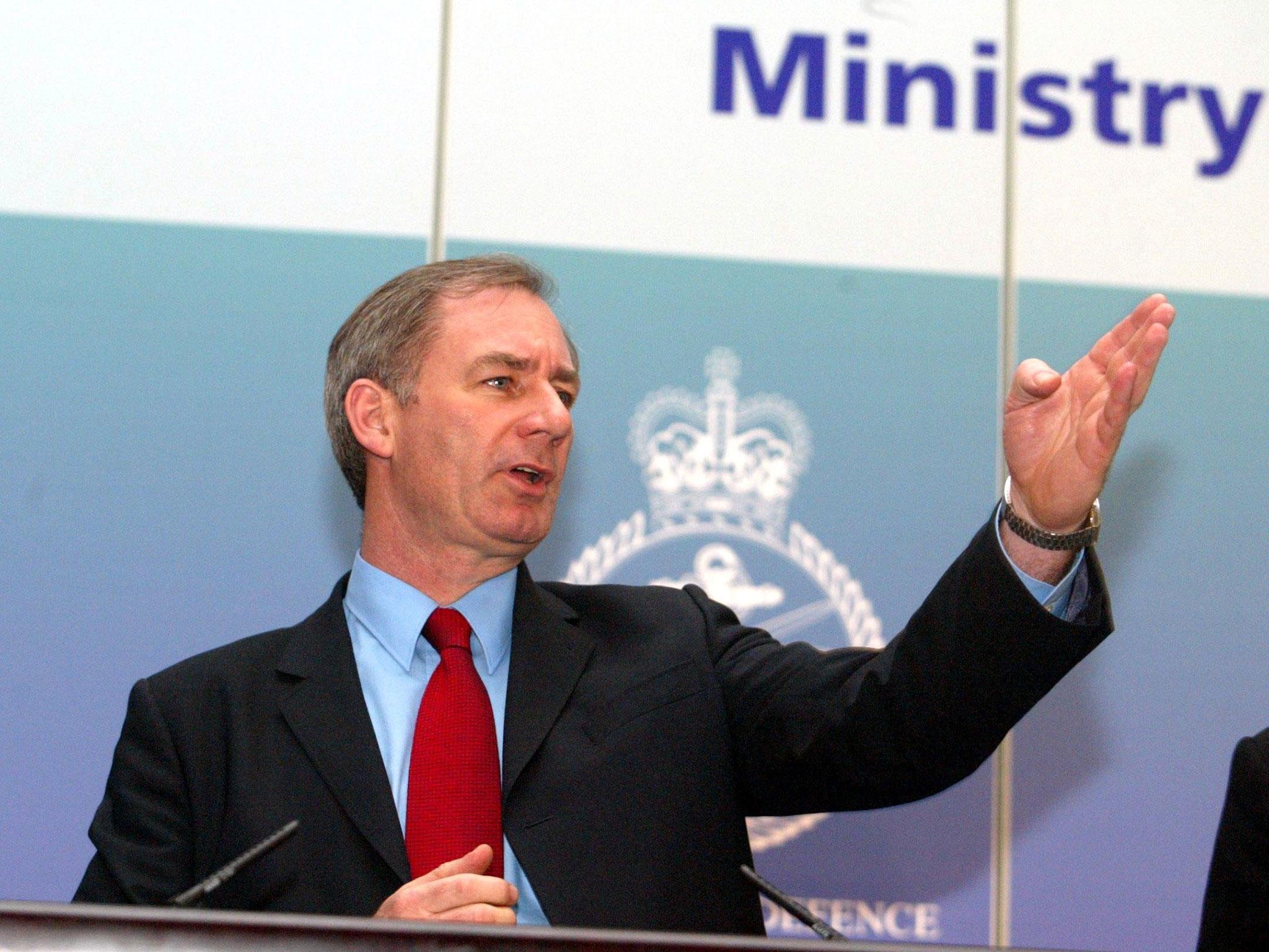 March 2003: Geoff Hoon gives a Ministry of Defence press briefing