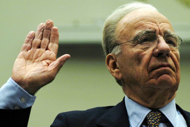 <p>Rupert Murdoch, is sworn in before testimony to the House Committee on the Judiciary on Capitol Hill in Washington</p>