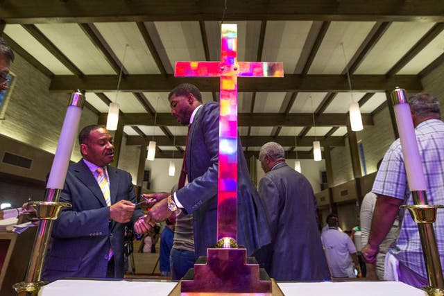 Churchgoers mourn the death of Alton Sterling in Baton Rouge, Louisiana