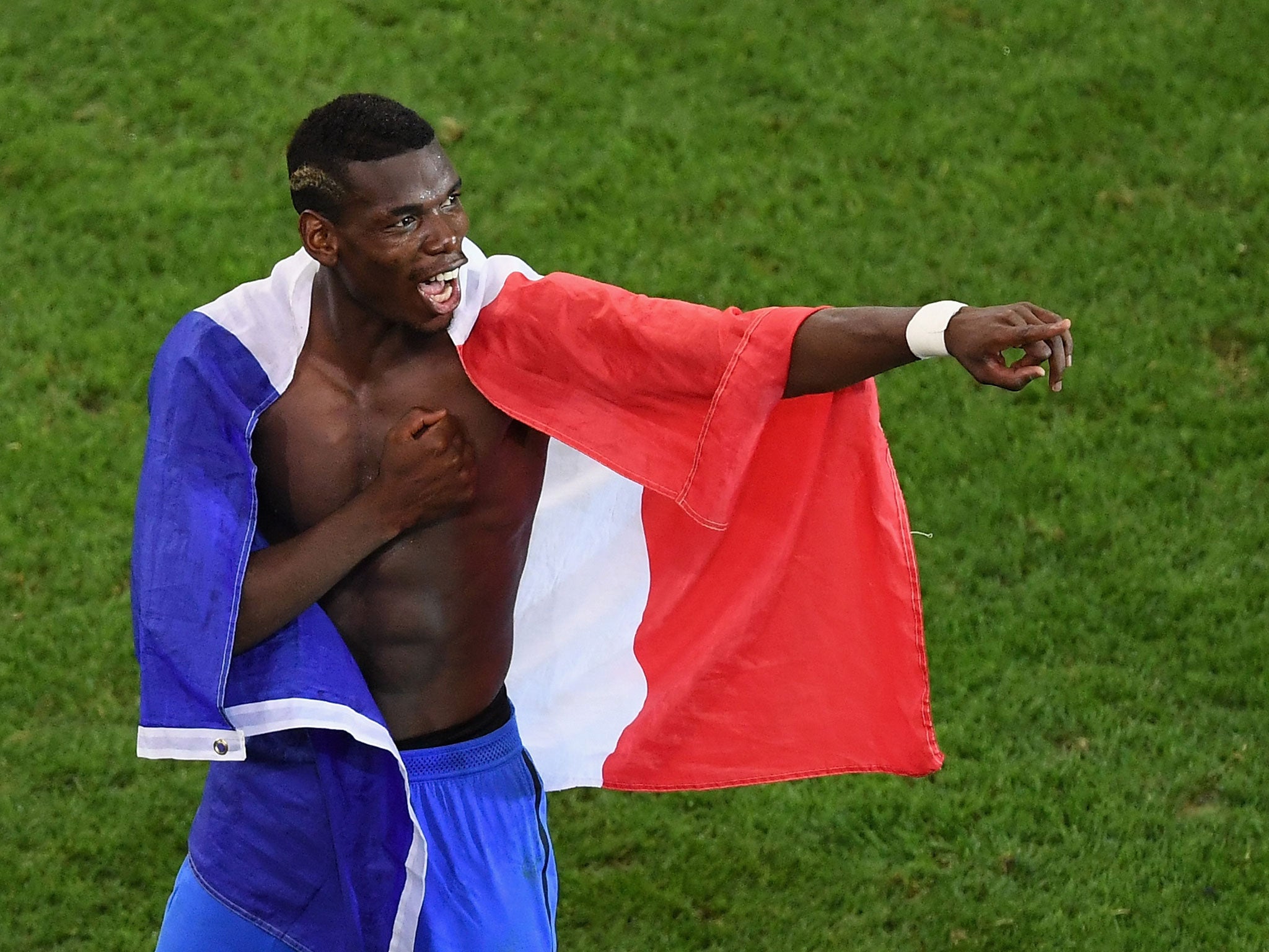 Pogba celebrates France's semi-final victory against Germany