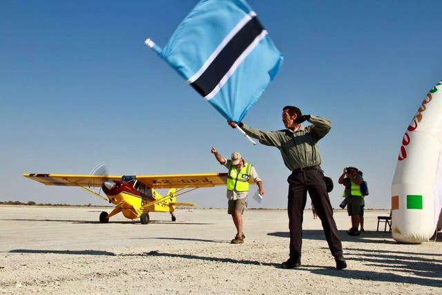 The patron of Tlhokomela, President Khama, flagging off the air navigation race this weekend