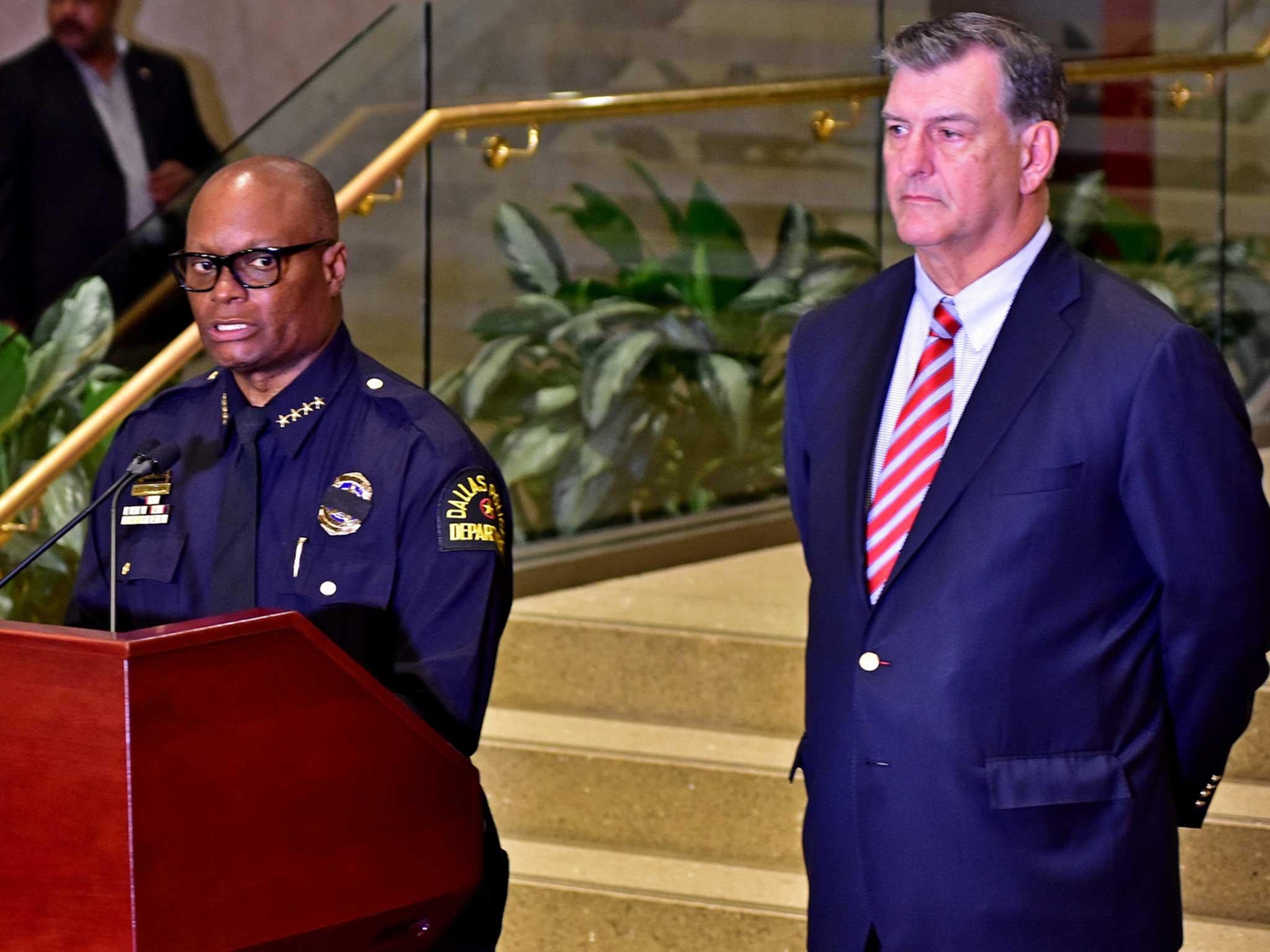 Dallas police chief David Brown and Dallas mayor Mike Rawlings