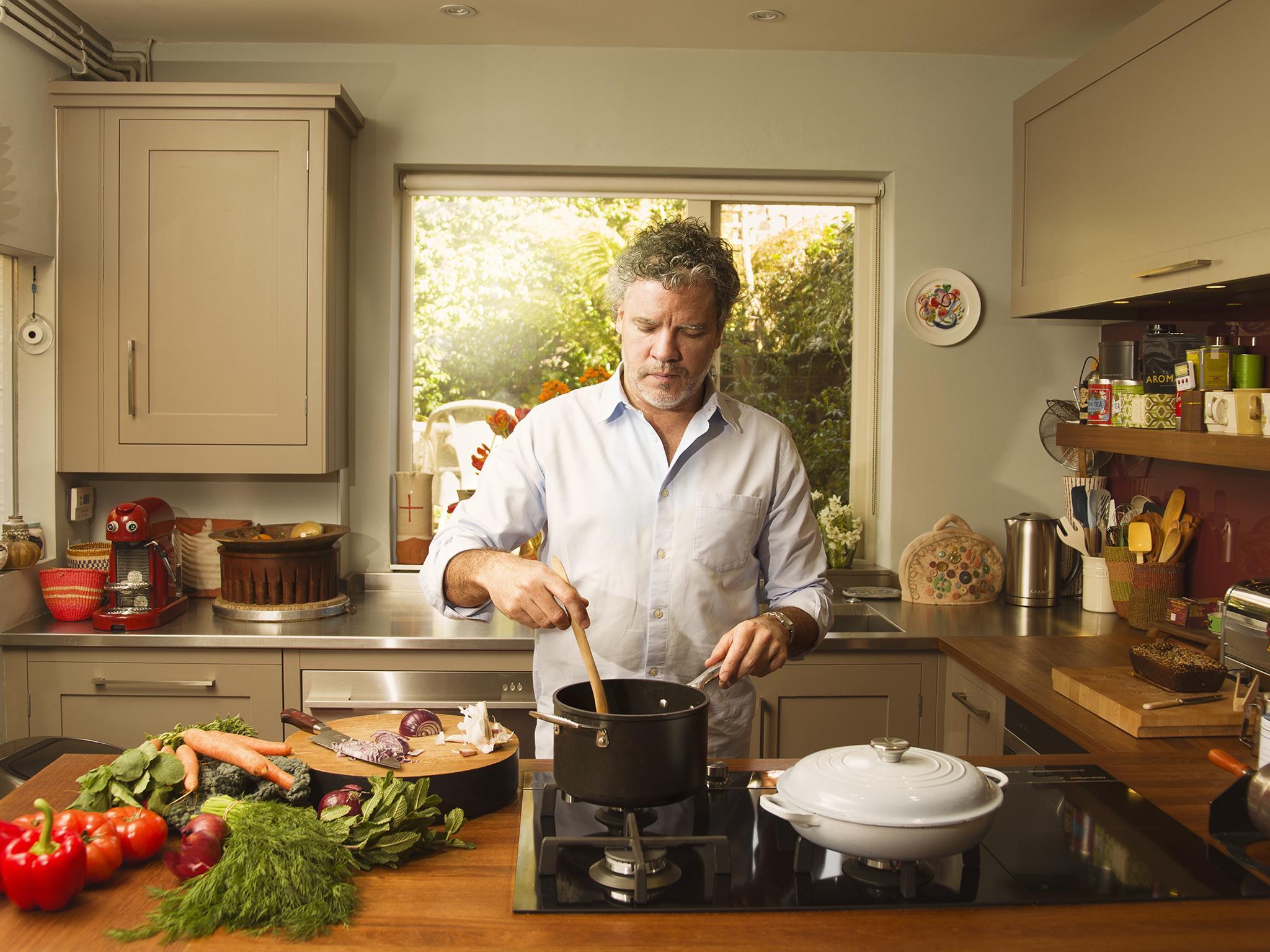 Peter Gordon in his kitchen