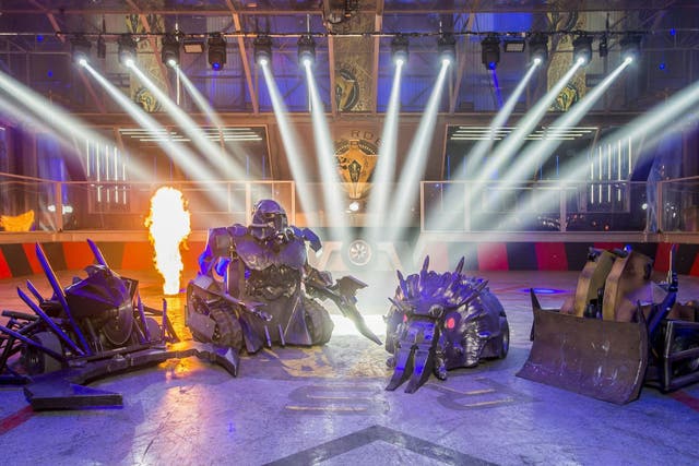 The House Robots prepare for battle: Dead Metal, Sir Killalot, Matilda and Shunt