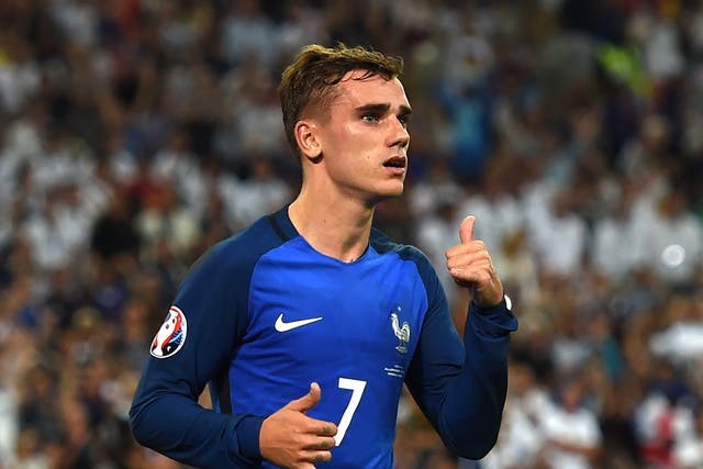 Griezmann performing his celebration after scoring France's opening goal against Germany
