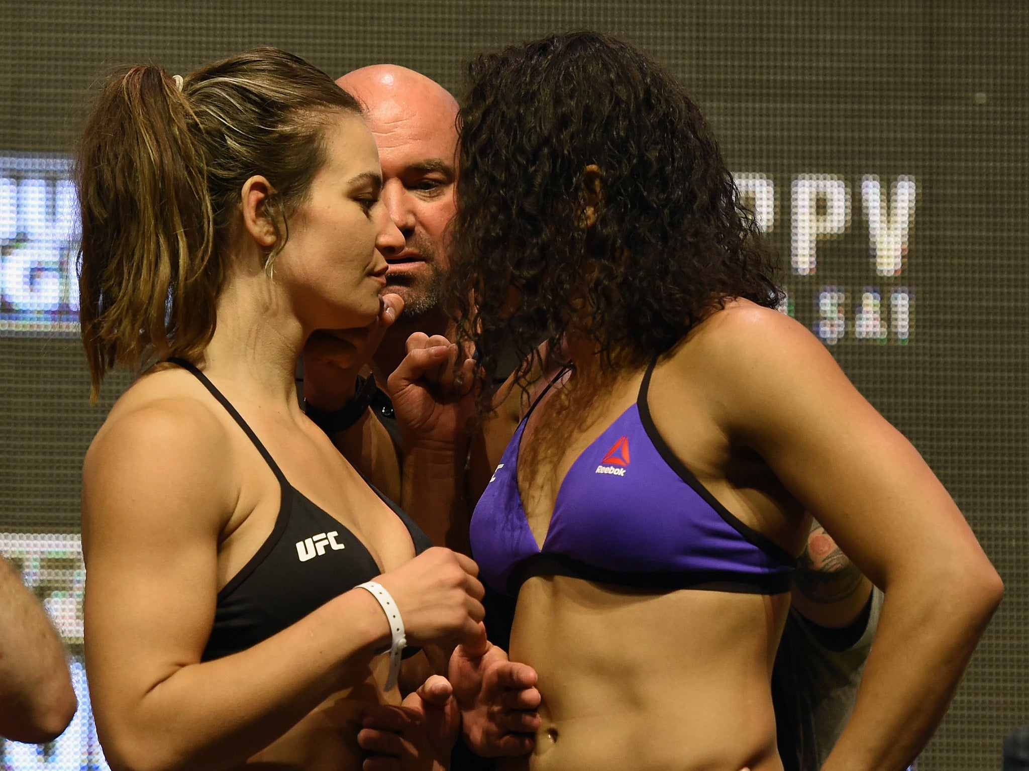 Meisha Tate and Amanda Nunes face off at their UFC 200 weigh-in