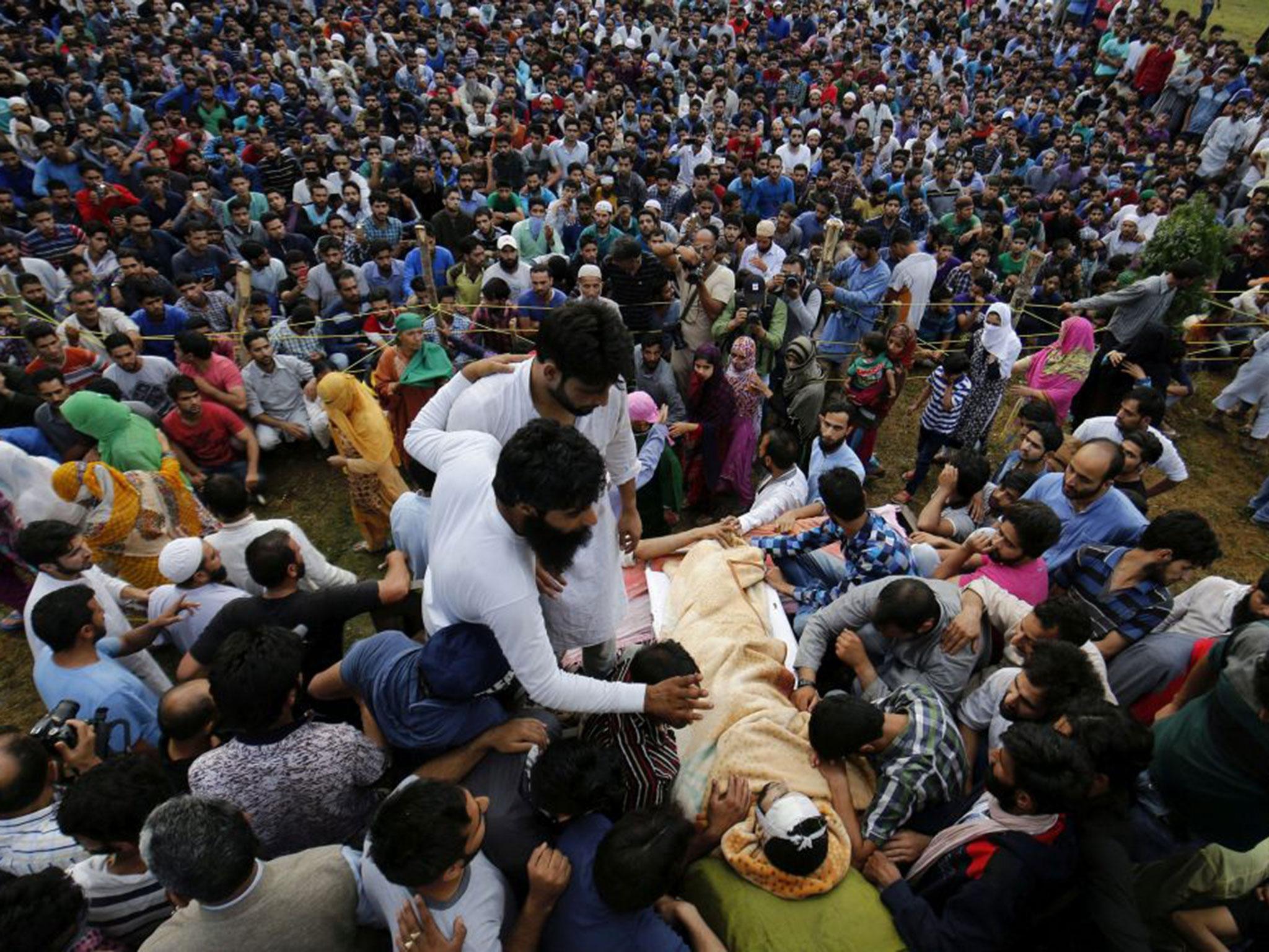 The funeral procession of Burhan Wani