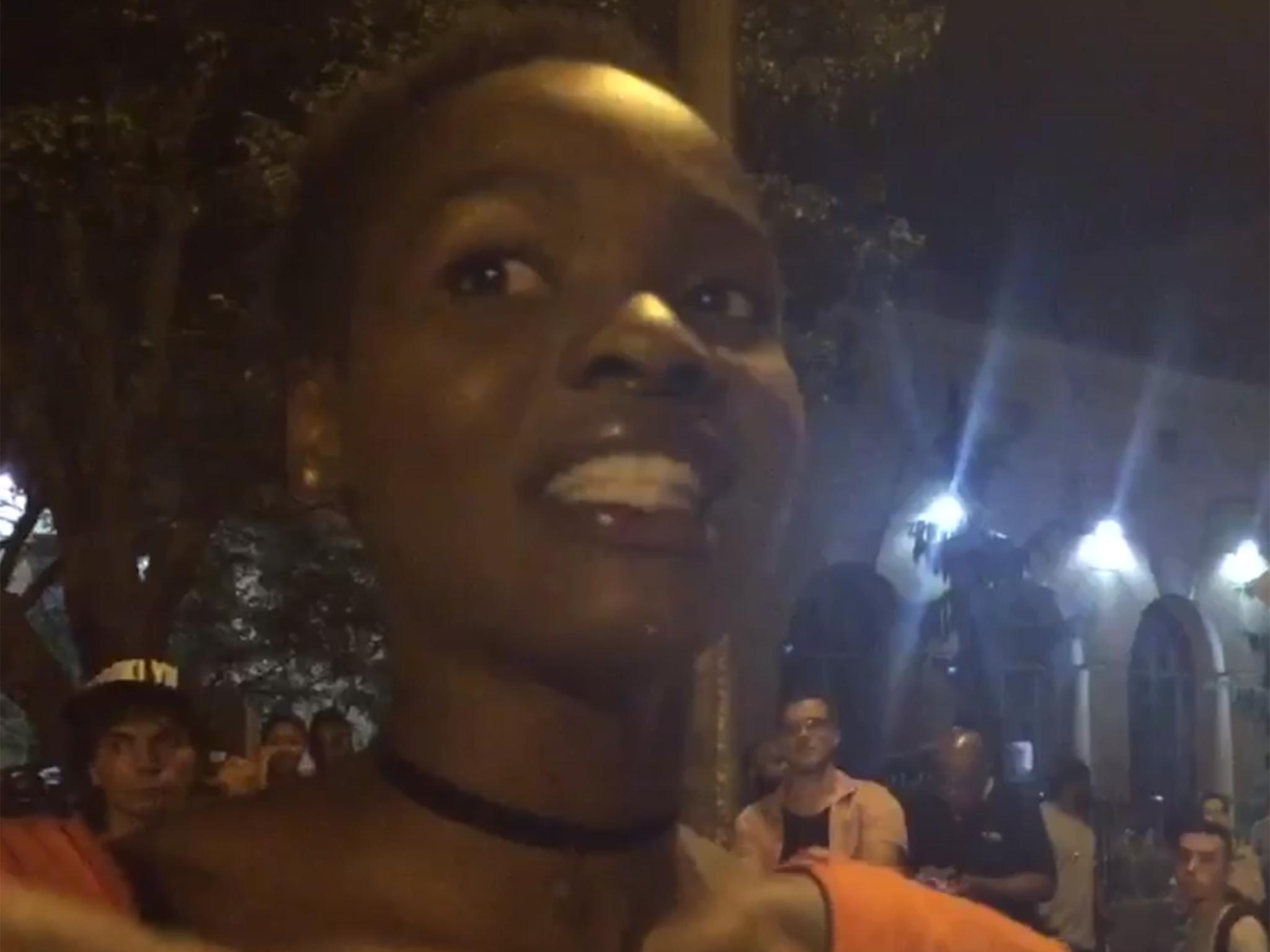 A Black Lives Matter activist speaking to reporters in Rochester, New York, just before getting arrested