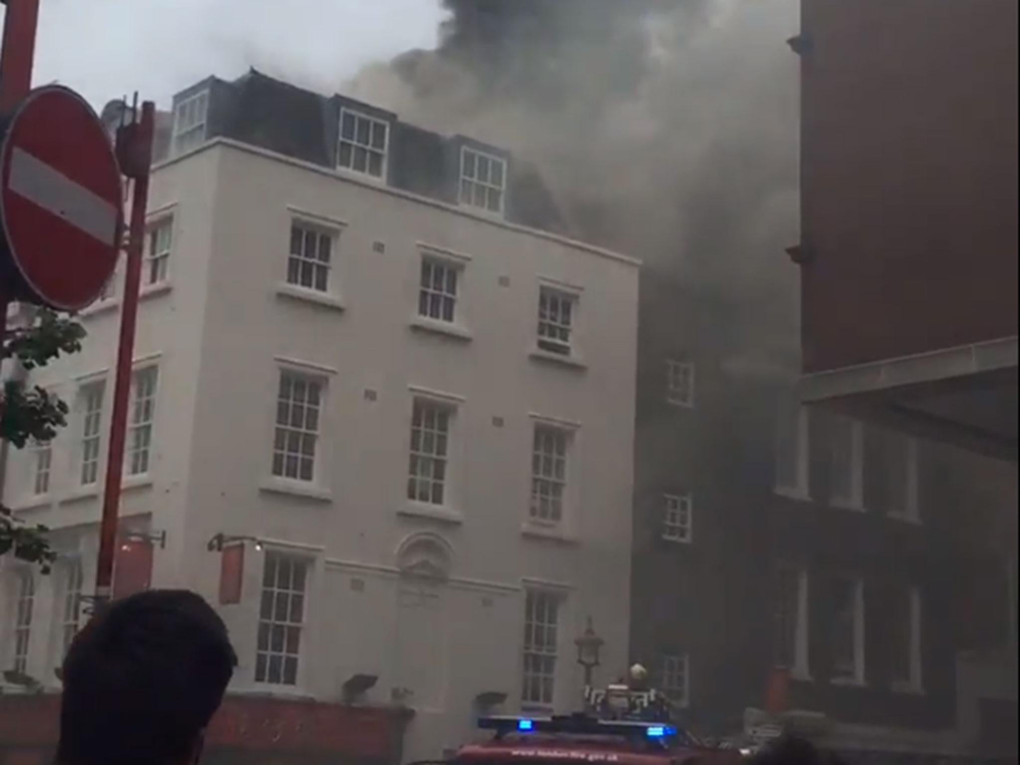 Firefighters fought the blaze at a restaurant in Gerrard Street, Soho