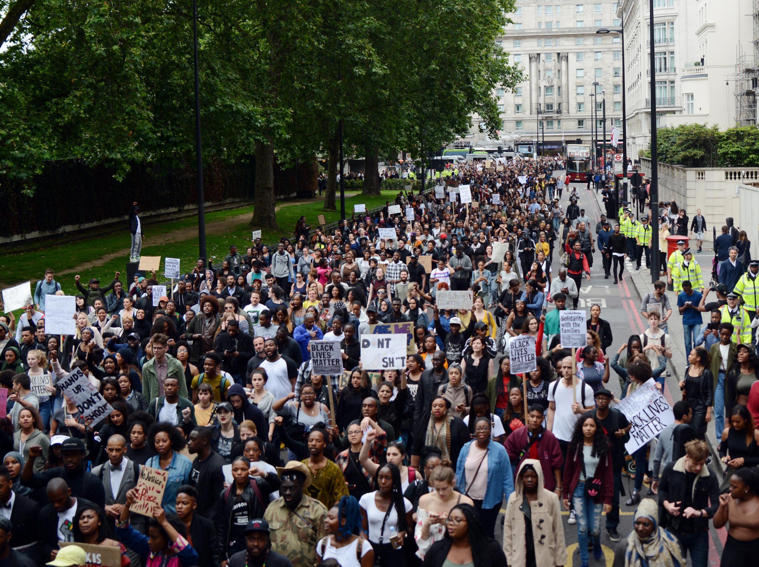 Black Lives Matter protesters in central London on 10 July