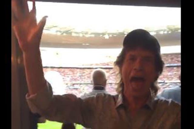 Mick Jagger enjoys his visit to the Stade de France for the Euro 2016 final