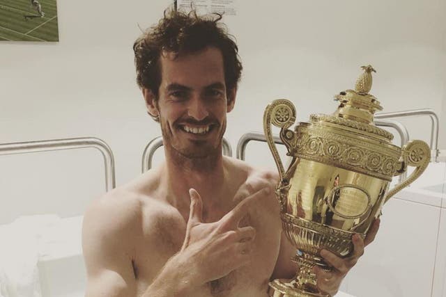 Andy Murray celebrates his second Wimbledon win with an ice bath