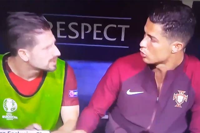 Cristiano Ronaldo hits his teammate Adrien Silva in the heat of the game