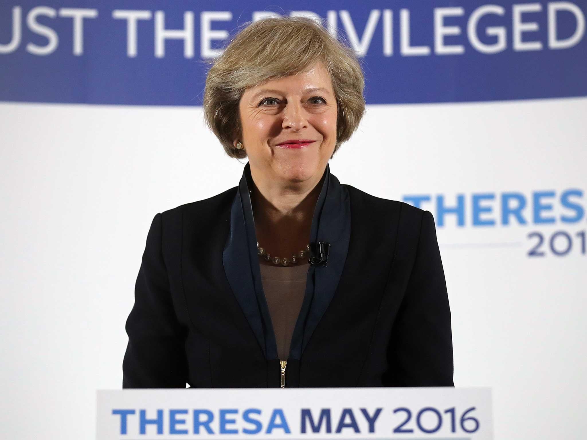 Theresa May launches her Conservative party leadership campaign at the IET events venue in Birmingham