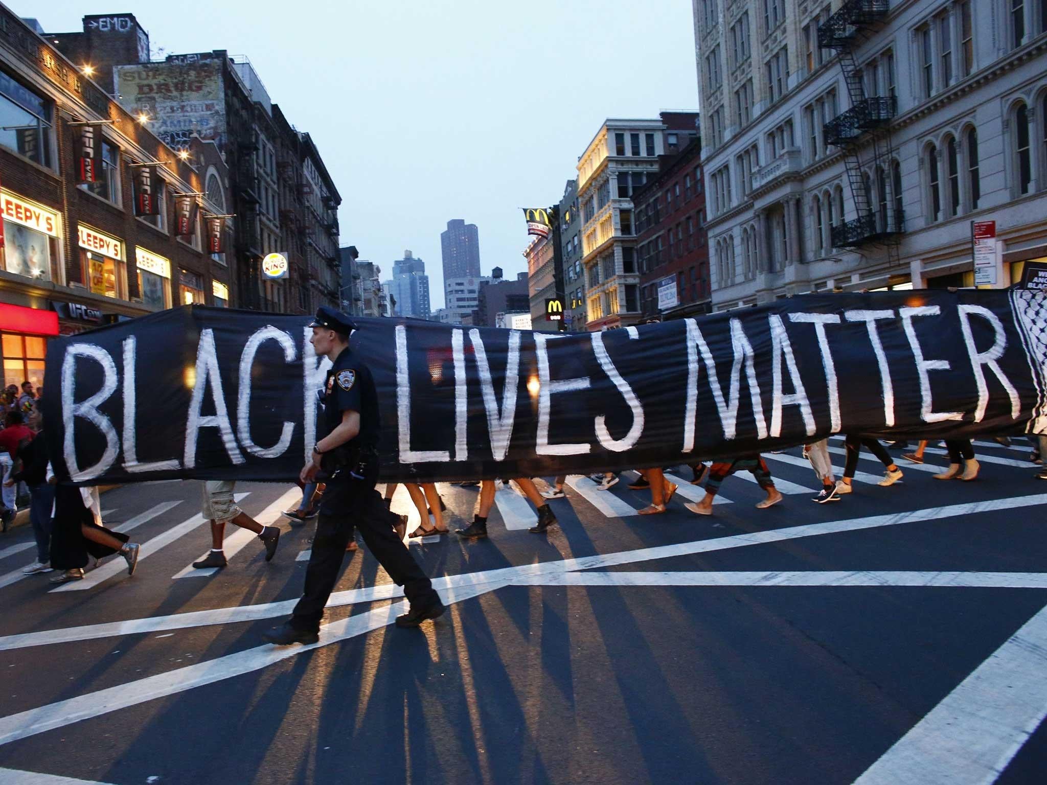 A protest in support of the Black Lives Matter movement in New York in July 2016
