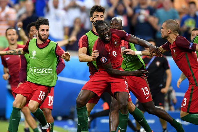 Eder celebrates after scoring the winning goal for Portugal in the Euro 2016 final