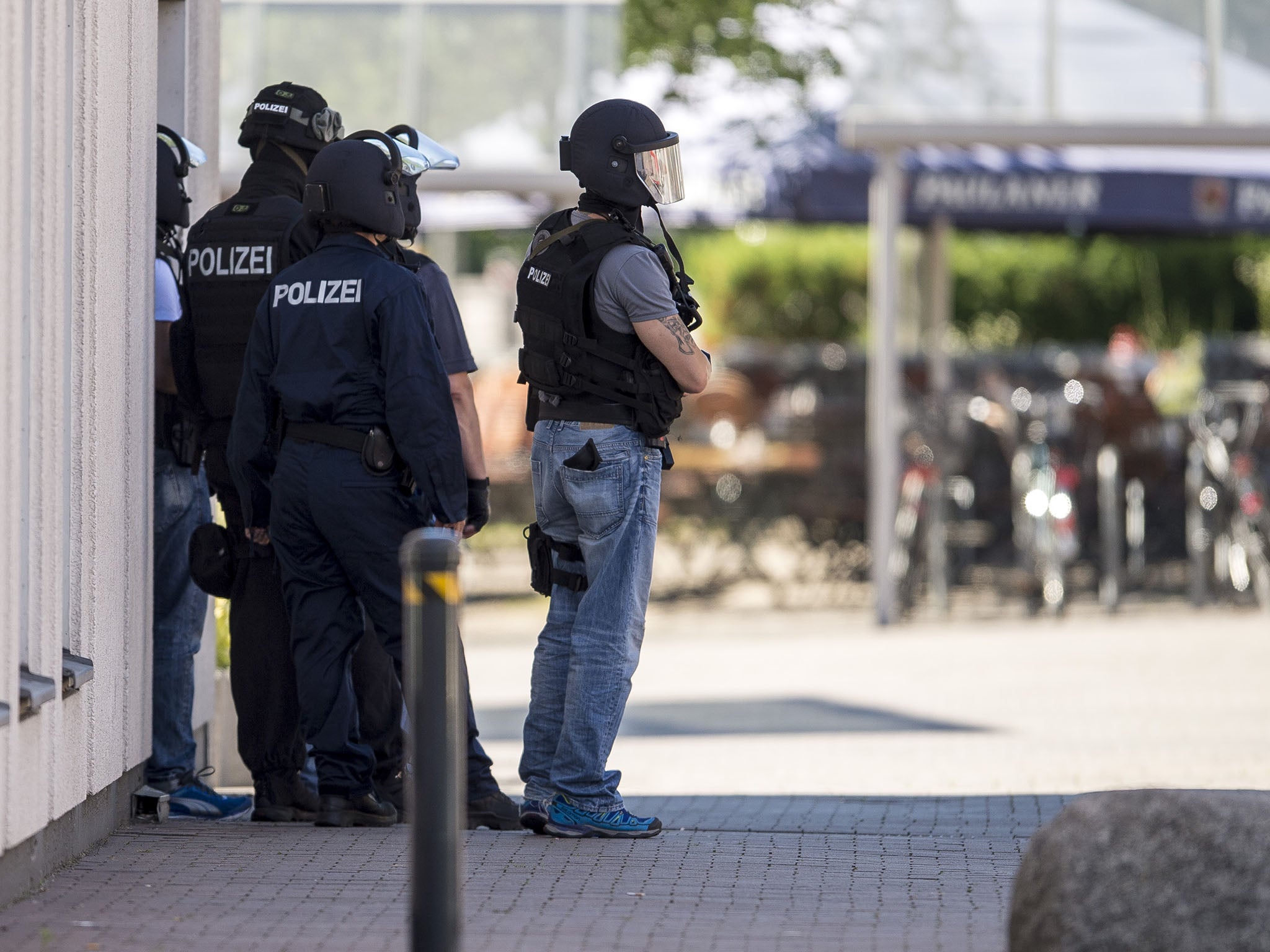 German police attending a hostage situation in Vierheim, Germany last month