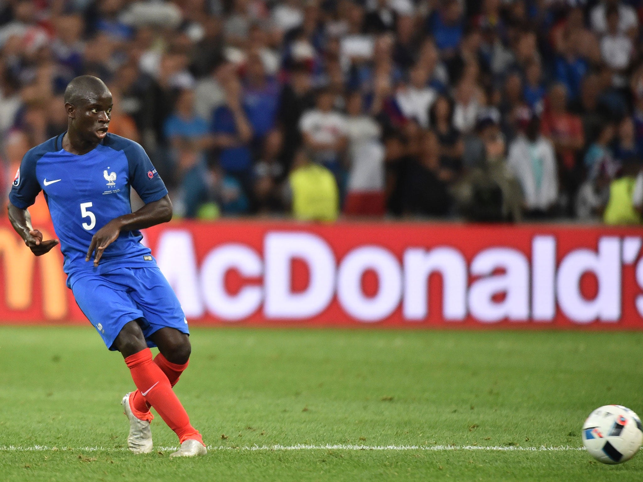 &#13;
N'Golo Kante in action for France at Euro 2016 &#13;