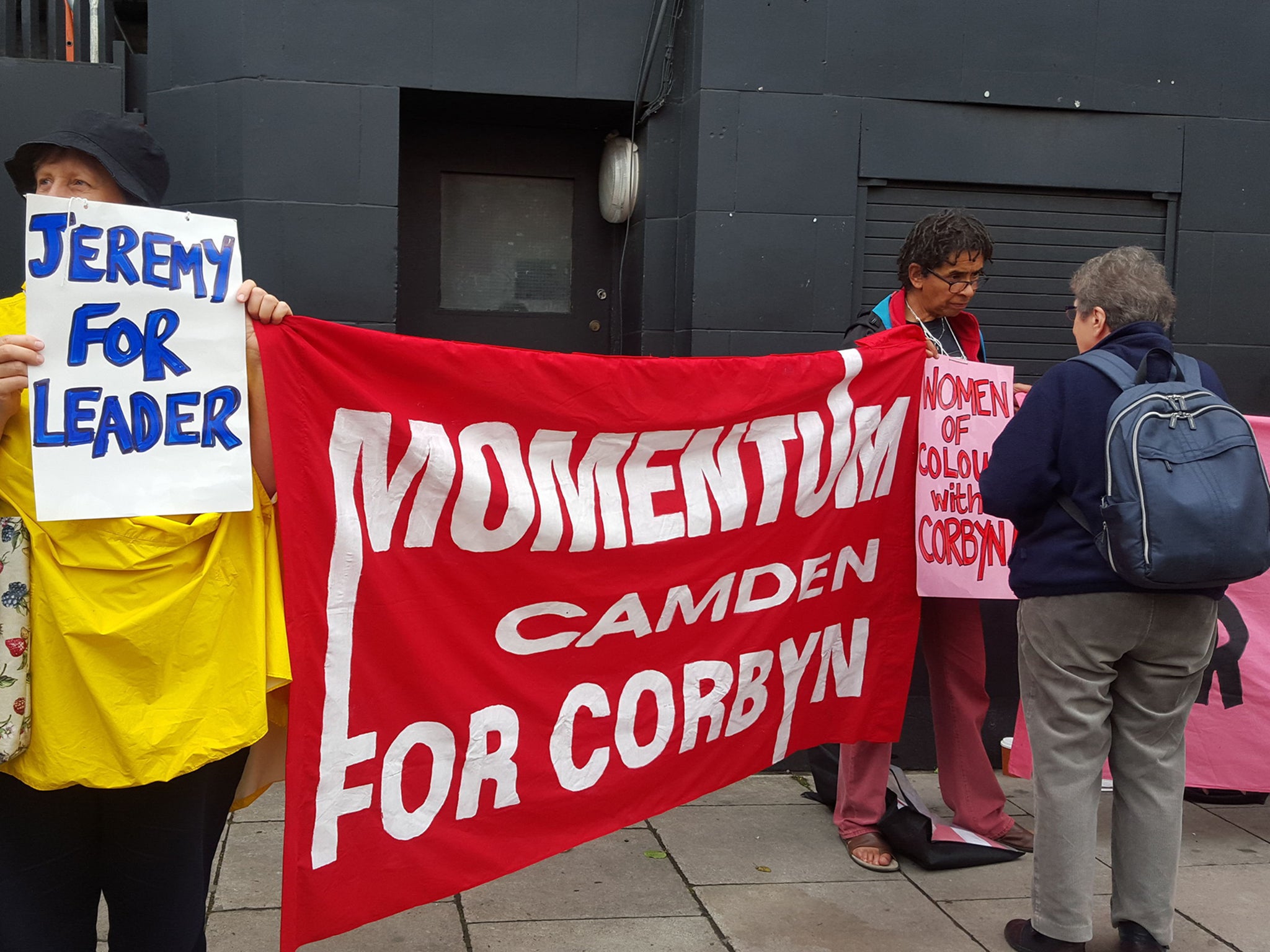 Supporters of Labour leader Jeremy Corbyn outside the O2 Forum Kentish Town