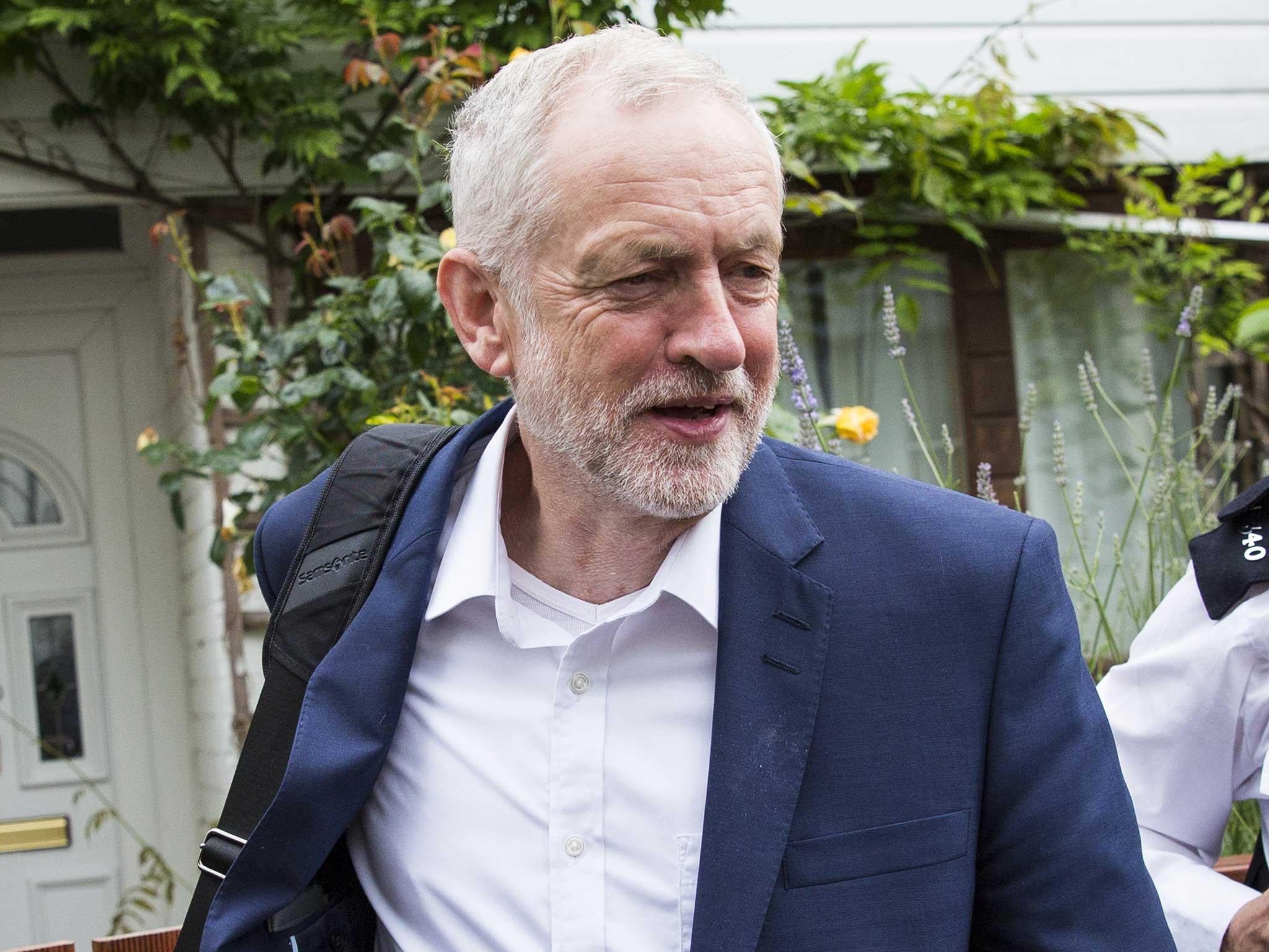 Labour leader Jeremy Corbyn leaving his home in Islington