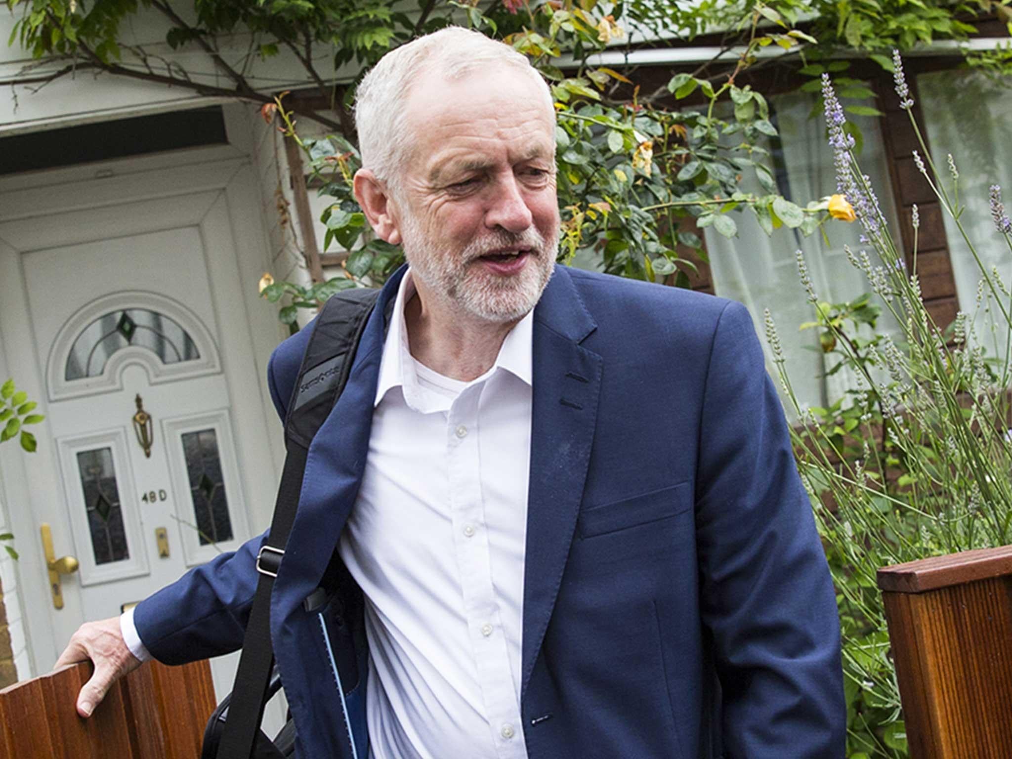 Labour leader Jeremy Corbyn leaves his home in Islington. The Labour Party can no longer win a general election if they go it alone