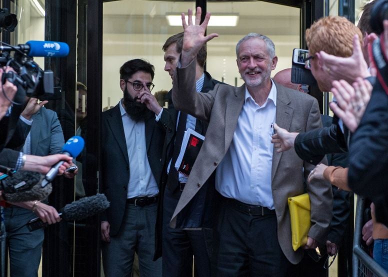 Jeremy Corbyn emerges from Labour's HQ following the NEC decision