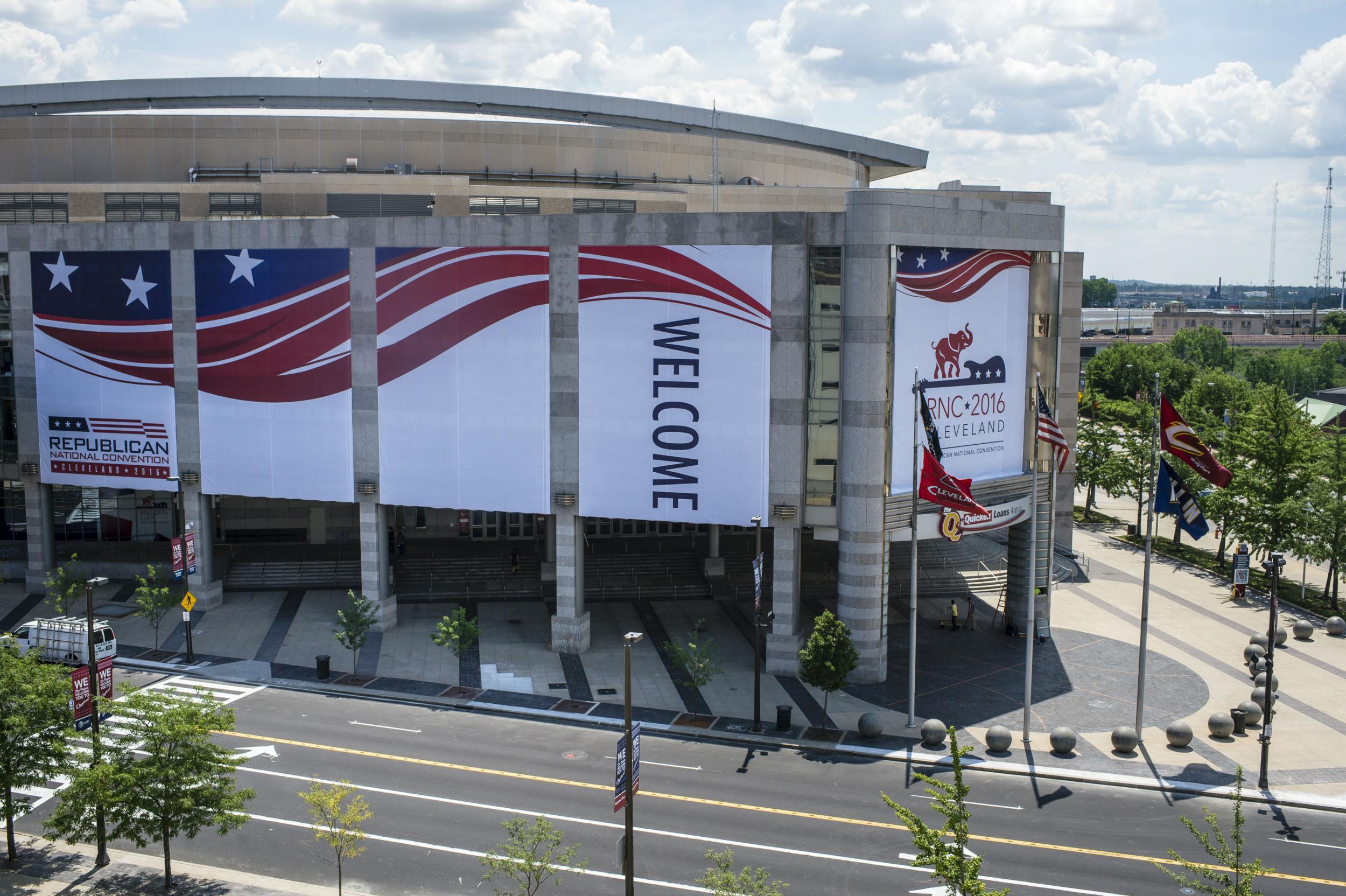 The Quicken Loans Arena is dressed up for the Convention
