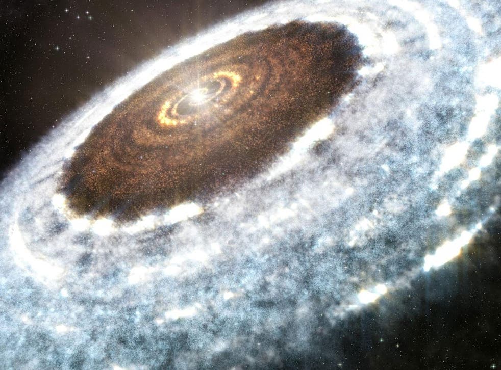An artist's impression of the water snowline around the young star V883 Orionis