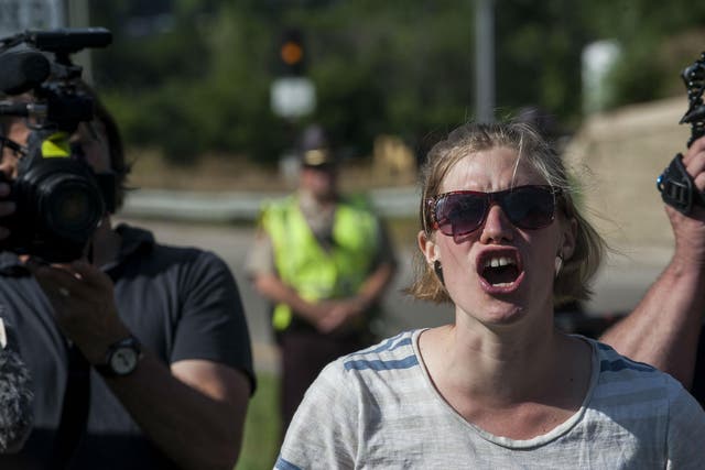 A Black Lives Matter protester on the Minneapolis highway