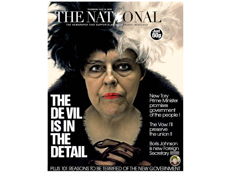 The 14 July 2016 front page of Scottish daily pro-independence newspaper The National