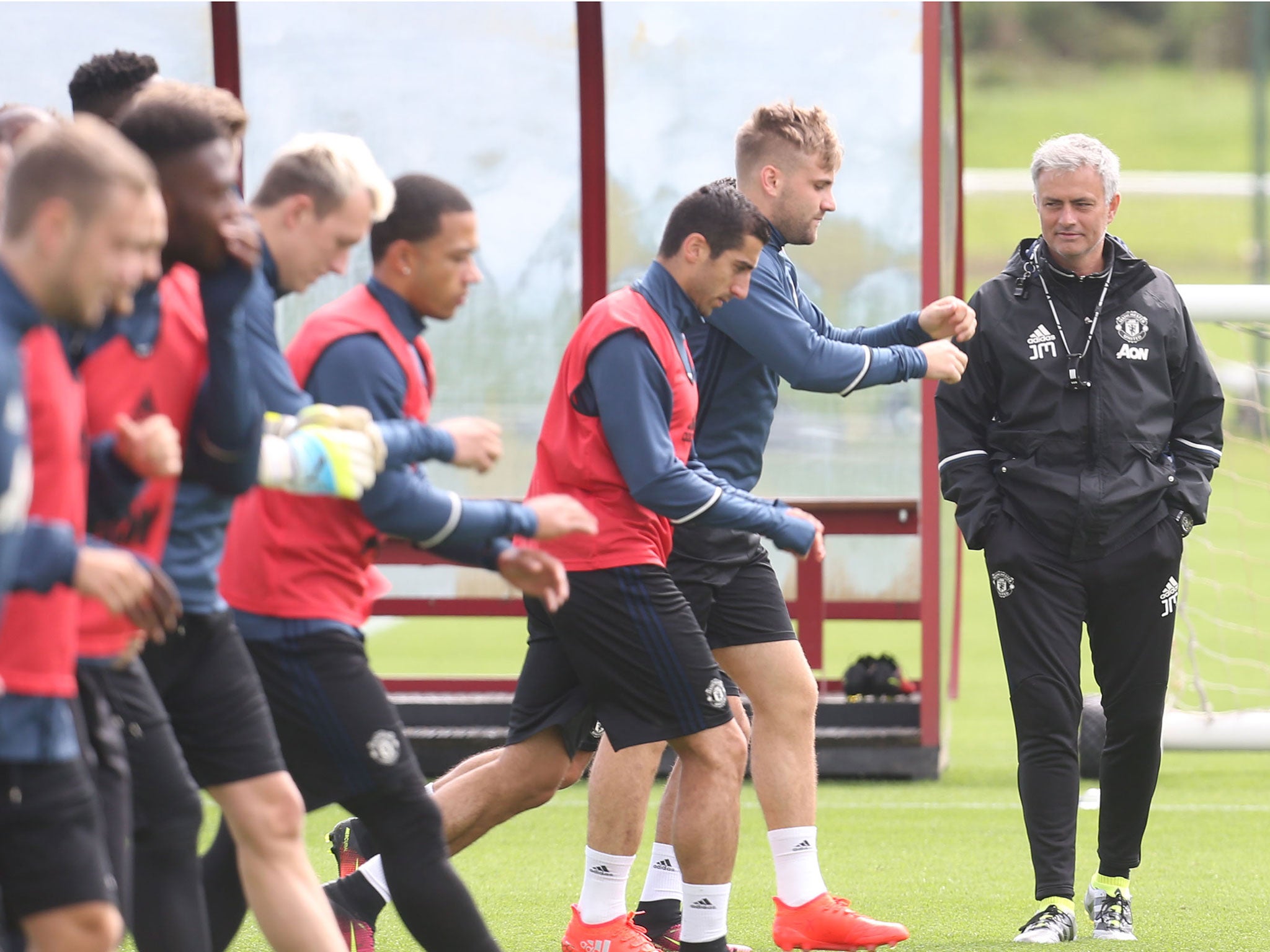 Mourinho watches on as he puts his players through their paces
