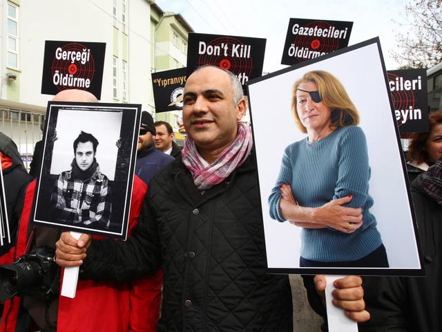 Marie Colvin, pictured right, was killed in an airstrike in Homs in 2012