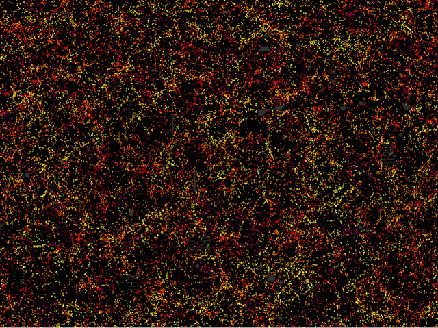 This is one slice through the map of the large-scale structure of the Universe