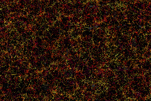 This is one slice through the map of the large-scale structure of the Universe
